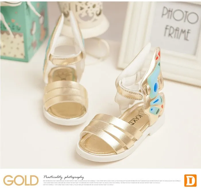 New 2015 Fashion Girls Sandals Summer Style Children's Shoes Girls Shoes Butterfly's Wing Patent Leather Kids Shoes Baby Sandals (3)