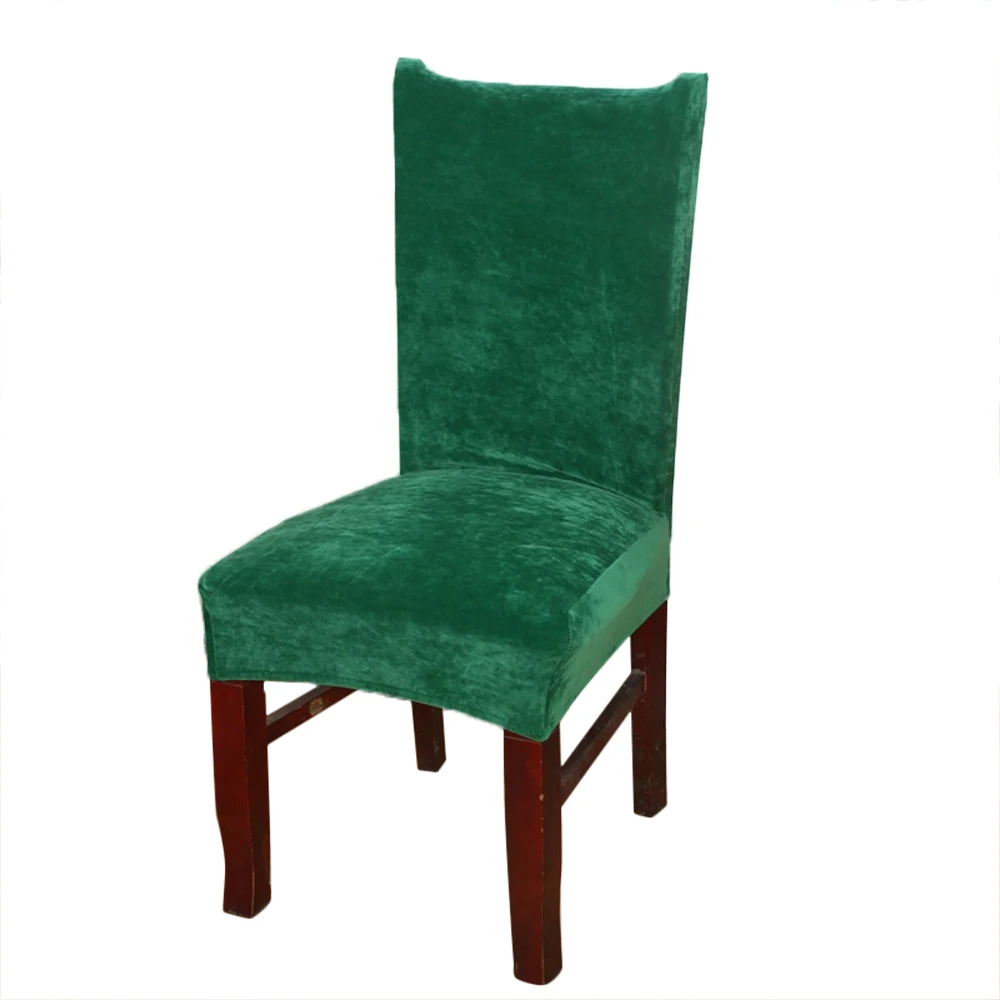 Водонепроницаемый спандекс Лисий ворс стрейч свадебный банкет печать Бархатный Чехол для стульев домашние вечерние для столовой сиденья D20 - Цвет: Зеленый