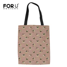 FORUDESIGNS/Мопсы Печать Для женщин Холст сумка через плечо сумка-тоут Экологичная многоразовая Для Покупок Сумка на каждый день Применение Сумки из натуральной кожи дизайнерские Bolsa Feminina