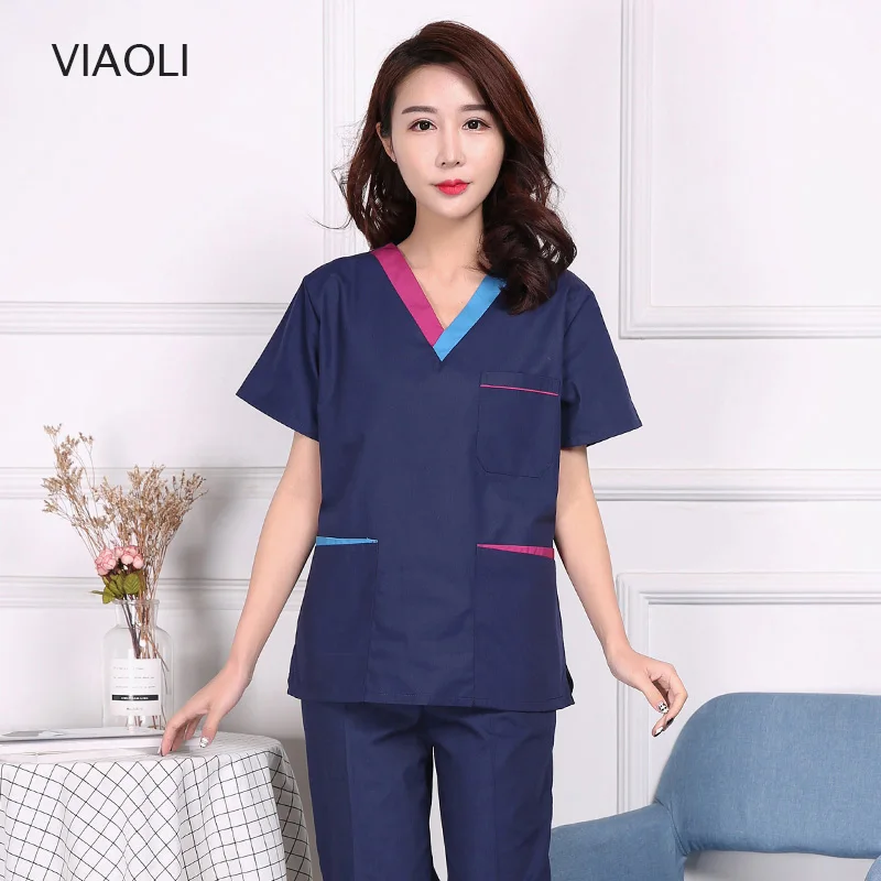 

new high quality beauty salon sets spa uniform women Medical Surgical cotton pharmacy nurse uniform white coat scrub sets 2019