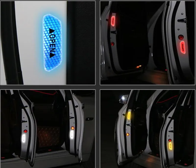 

4Pcs Car Door Stickers OPEN Sign Safety Reflective Strips for Chevrolet cruze aveo captiva trax epica spark orlando Accessories