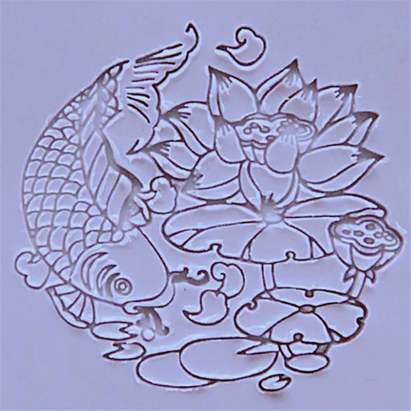 

Chinese wind design Octopus water lotus Stamp Pattern Mould Acrylic Soap Stamp Making