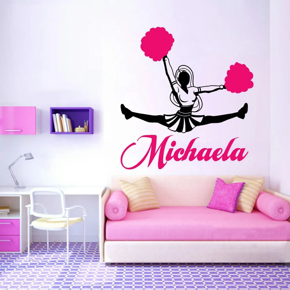 Personalized Girl Name Cheerleader Cheer Sports Vinyl Walls Decal Sticker Room Home Decoration 4