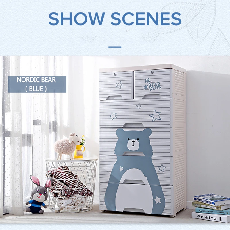 

NEW drawer organizer Cute pattern with wheel pp plastic storage box Child likes make up organizer for bedroom caja organizadora