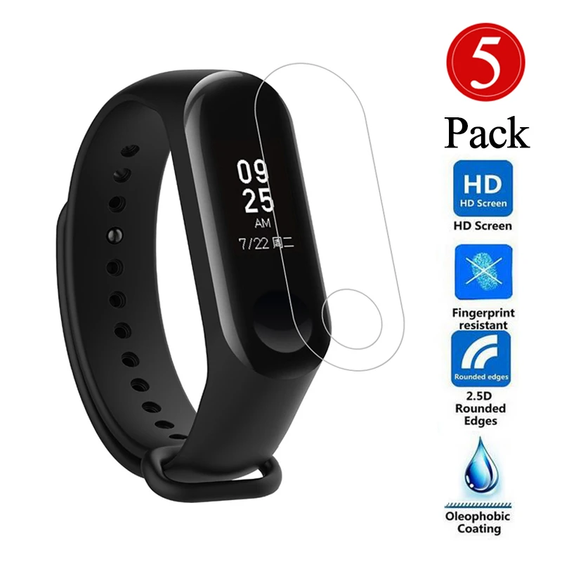 5 шт. Защитная пленка для экрана Xiaomi Mi Band 3 2 смарт браслет полное покрытие защитные