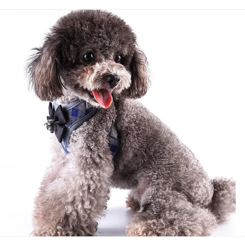 

NEW Bell bow tie Soft Breathable Small Dog Harness Vest Pet Supplies Chihuahua Yorkshire Nylon