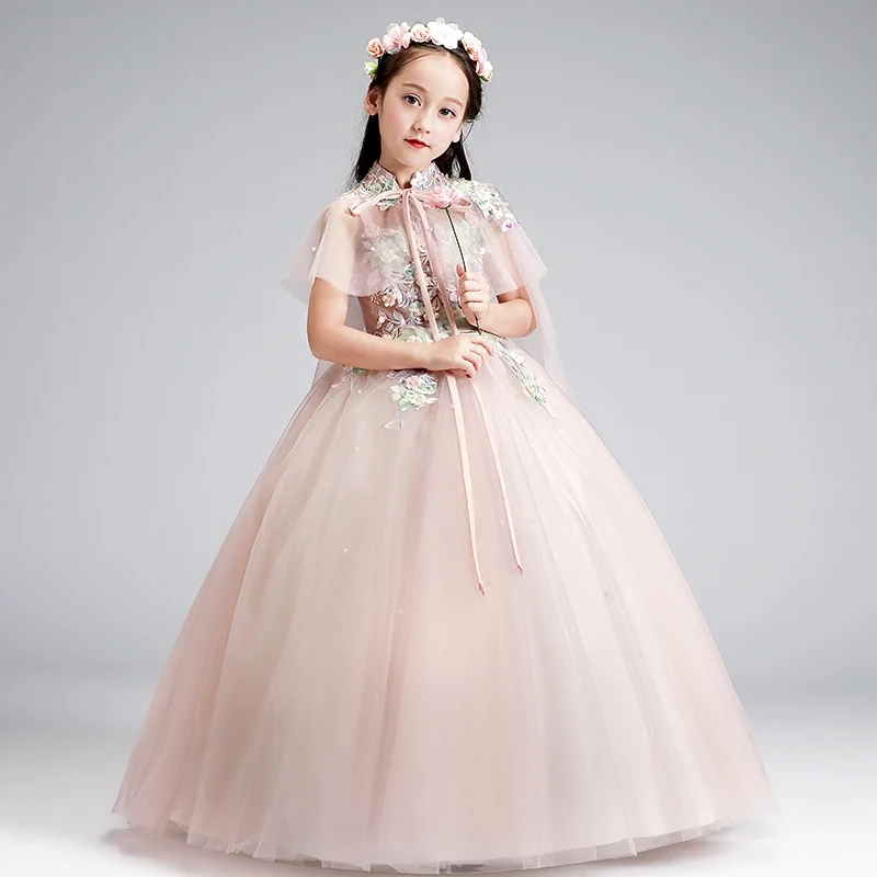 Flower Girl Dress for Kid Embroidery Wedding Communion Birthday Party Dresses