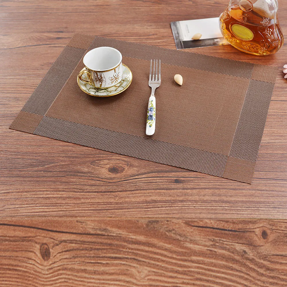 1pc 45cm x 30cm PVC Dining Room Weave Woven Placemats Table Heat
