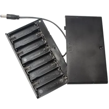 

1PCS 8*AA Battery Holder Case Enclosed Clip Holder Box Case Cover Box With NO Off Switch Wire Leads DC Plug 2.1*5.5mm