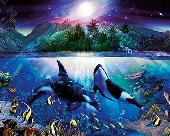 

CAMMITEVER Diamond Painting Dolphin Mosaic Rhinestone Diamond Embroidery Animal Crystal Full Round Home Decorative