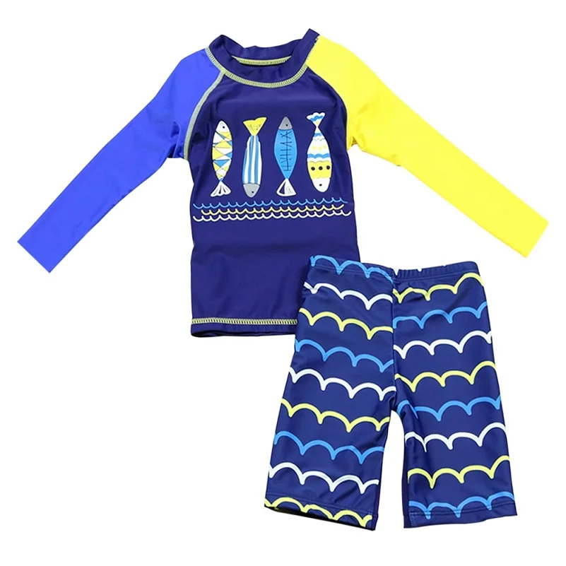 Купальный костюм из двух предметов для мальчиков; детский купальный костюм с принтом; нейлоновая рубашка с длинными рукавами; шорты; пляжные шорты для плавания и серфинга
