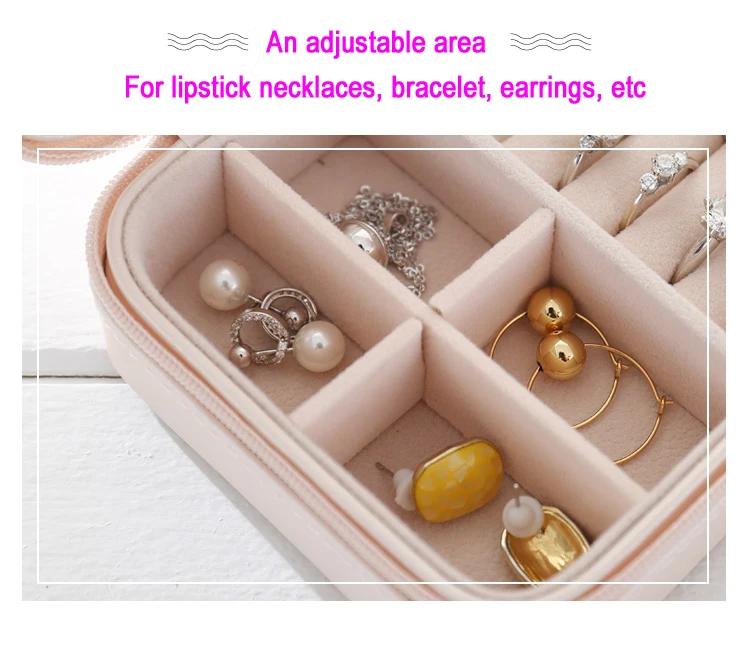 High quality Travelling Cosmetic PU Leather Jewelry Box Necklace bracelet earing Ring Storage Case for jewelry packaging box Jewelry Packaging & Displays cheap