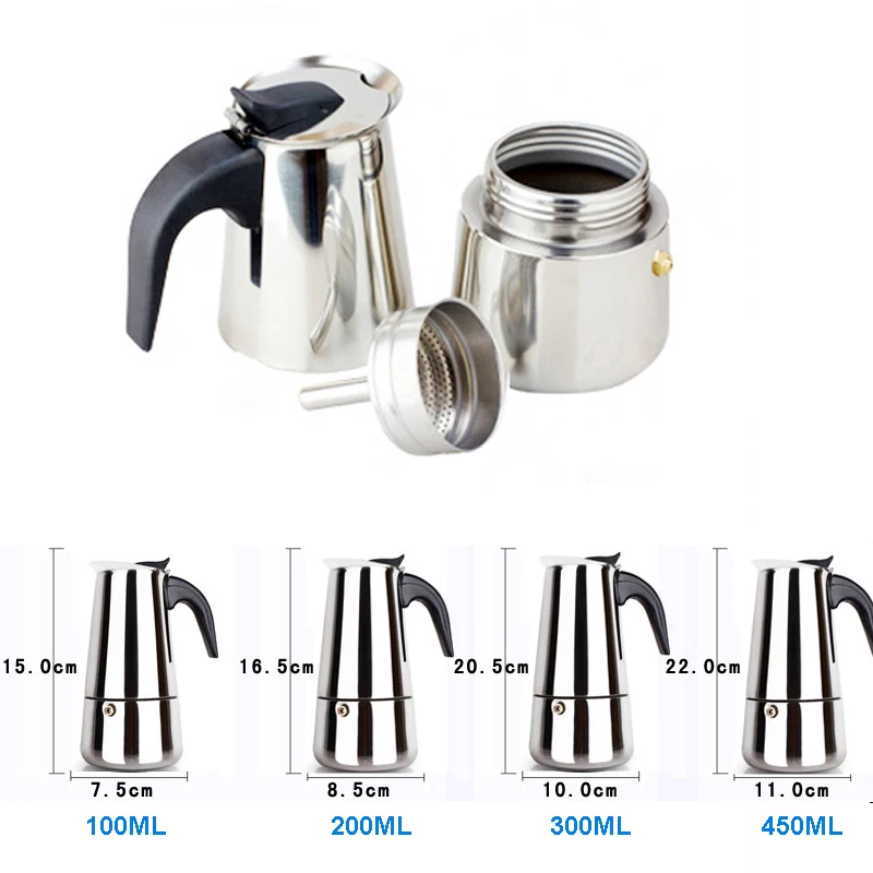 Stainless Moka Espresso Coffee Maker Mocha Italian Top Moka Cafeteira Cottura Filtro Latte Stovetop Filter Coffee Pot Percolator (6)