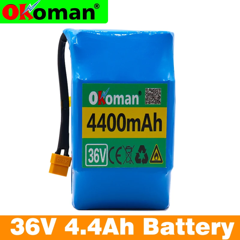 

Ohoman 36V 4.4Ah 4400mah high drain 2 wheel electric scooter self balancing 18650 lithium battery pack for Self-balancing Fits