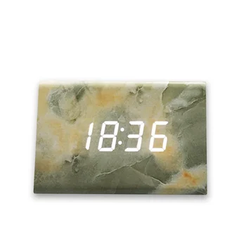 

Wood Digital Alarm Clock LED Snooze Decorative Wooden Alarm Clocks Bedroom Marble Texture Electronic Desk Clock Home Decor