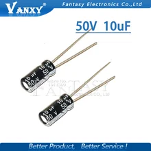 50PCS Higt quality 50V10UF 5*7mm 10UF 50V 5*7 Electrolytic capacitor
