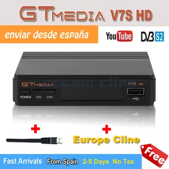 

GTMEDIA V7S HD DVB-S2 HD Satellite TV Receiver Support PowerVu,DRE Biss key Spain Cccam Cline For 1 Year