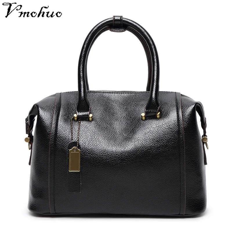 

VMOHUO Women's Handbag Genuine Leather Solid Color Shoulder Bags Women Famous Brand High Quality Top-handle Bag Briefcase Female