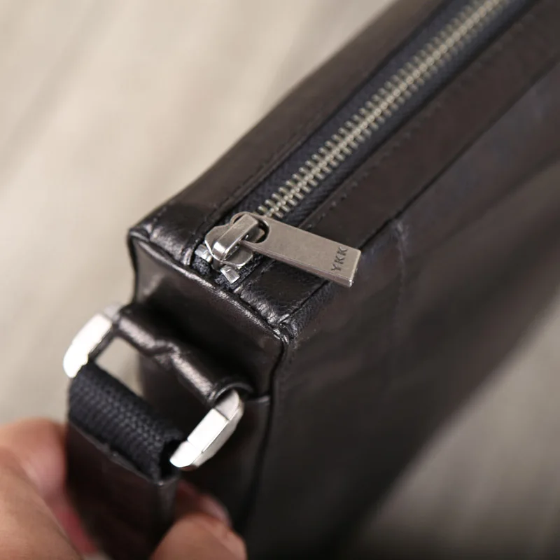 AETOO Men's goatskin handmade leather bag casual cross shoulder leather small briefcase