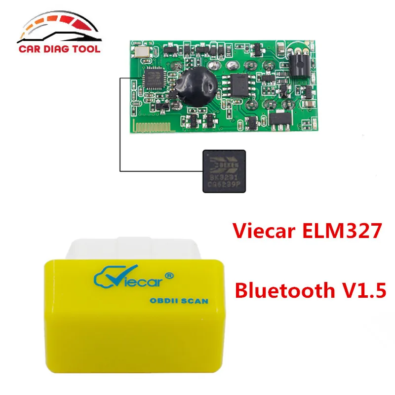 Оригинальный показателя Viecar мини желтый ELM327 Bluetooth Авто БД OBD2 код читателя ELM-327 V1.5
