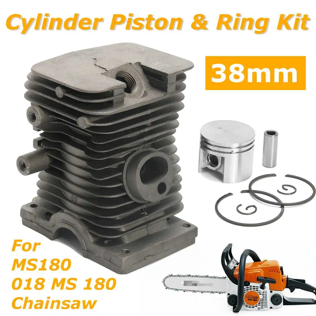 

38mm Cylinder Piston and Ring Assembly Kit Fit for Stihl 018 MS180 MS 180 Chainsaw