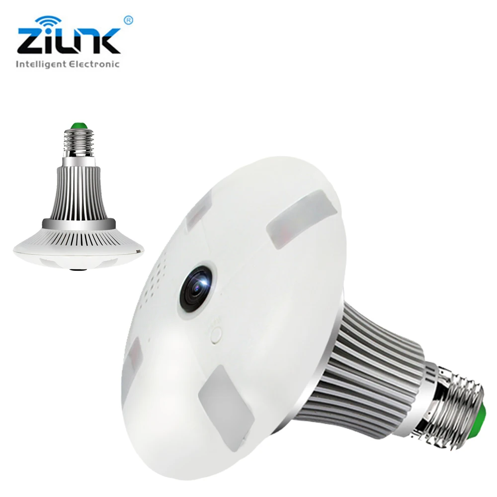 

ZILNK 1080P HD Fisheye 360 Degree Panoramic Lamp Light Camera Bulb IP WIFI Camera Two Way Audio SD Card Security CCTV VR Cam