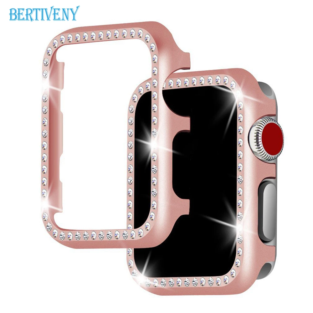 For Apple Watch case 38mm/42mm,Aluminum Alloy Crystal Diamond Frame Protective case for iwatch series 3 2 1 Decorative shell