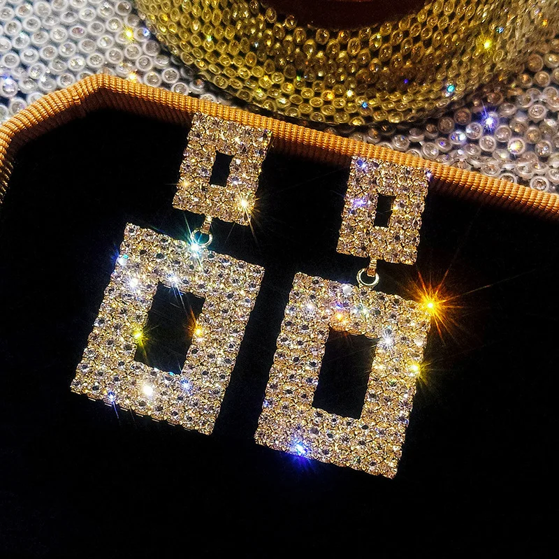 HE513 женские серьги золотые средние ювелирные изделия в восточном стиле африканские серьги-гвоздики с кристаллами для девушек