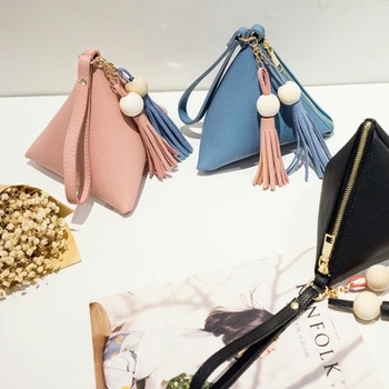 

New designer bag Women Tassel Beads Clutch Triangle Shape Handbag Purse Bag 5 Colors