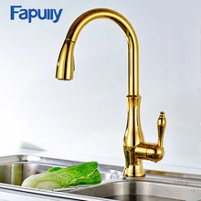 Fapully Kitchen Faucet Mixer Pull Out Down Deck Mounted Kitchen Faucet Mixer Cold and Hot Deck Mounted Faucet Taps 207-33N ulgksd kitchen faucet black brass pull out sprayer vessel sink faucet deck mounted hot and cold vanity faucets mixer water taps
