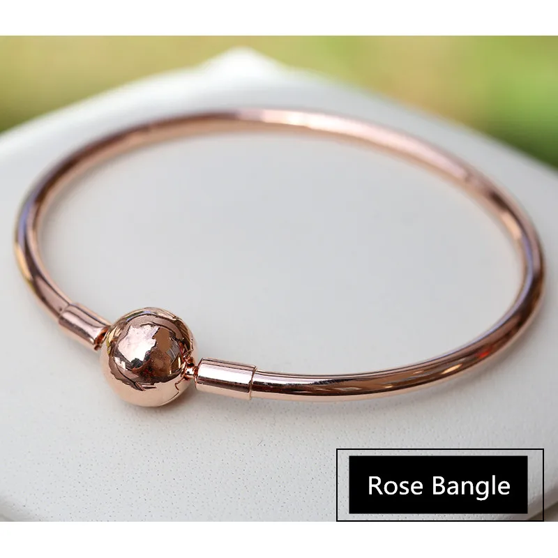 

2019 NEW Engraved S925 Silver charms bracelet rose charms bangles Smooth Hand chain women jewelry,1pz