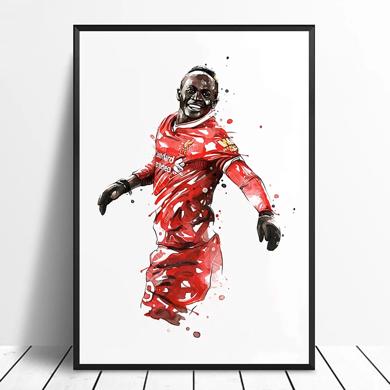 

Sadio Mane Football Star Poster Original Watercolor Painting Wall Art Home Decor Wall Decor Canvas Print