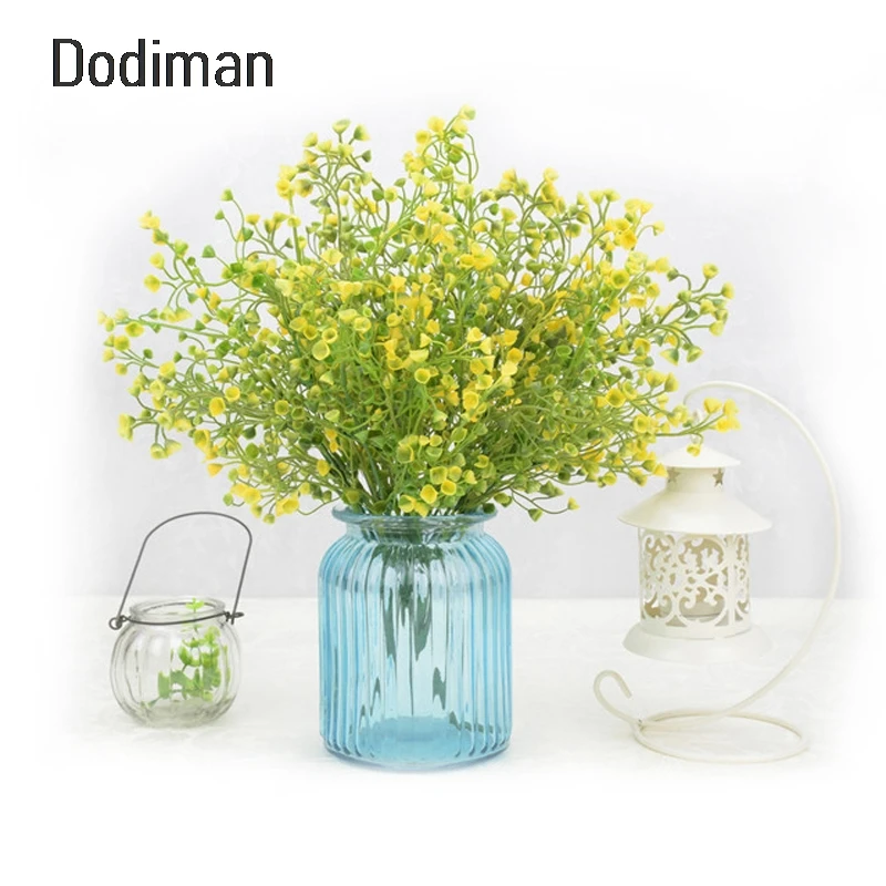 

1 Bouquet DIY Artificial water grass Gold bell willow for Home Party Hotel Decorative Flower Plastic Fake Green Plant