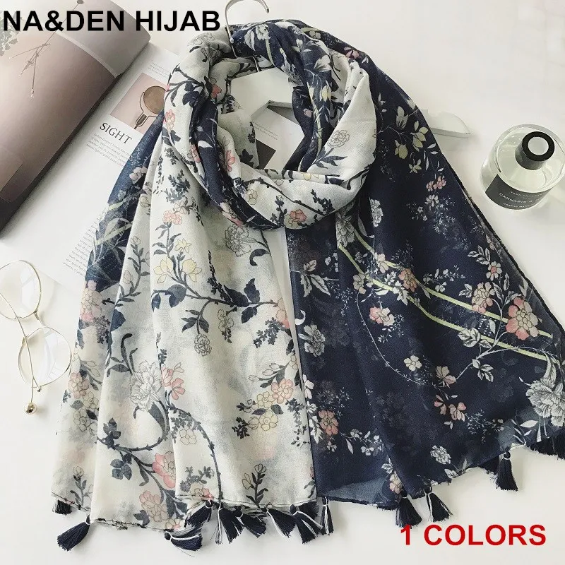2018 High Quality One colors Flowers Scarves Full Cover Muslim Hijab Cotton Print Moslima Solid Islamic Head Turbans For Women | Аксессуары