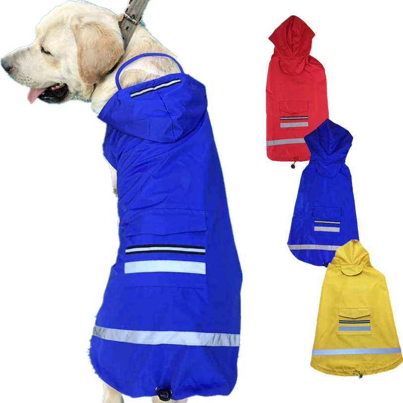 

3XL-5XL Raincoat for Dogs Outdoor Reflective Dog Raincoat Waterproof Hooded Cloak Summer Clothes for Dogs Dropshipping 40AT14