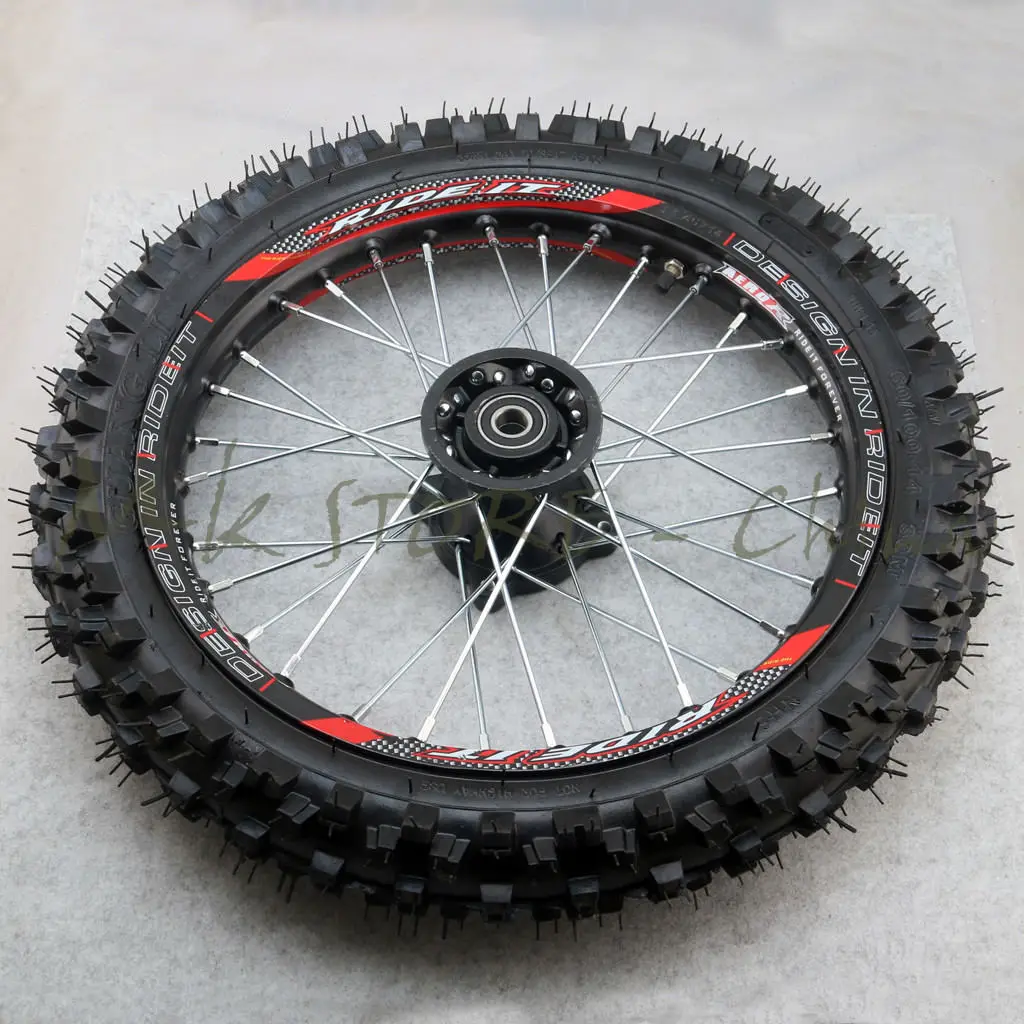 Переднее 14 ''колесо для питбайка GuangLi 60/100 шина и спицевая с 32 отверстиями KTM CRF PRO