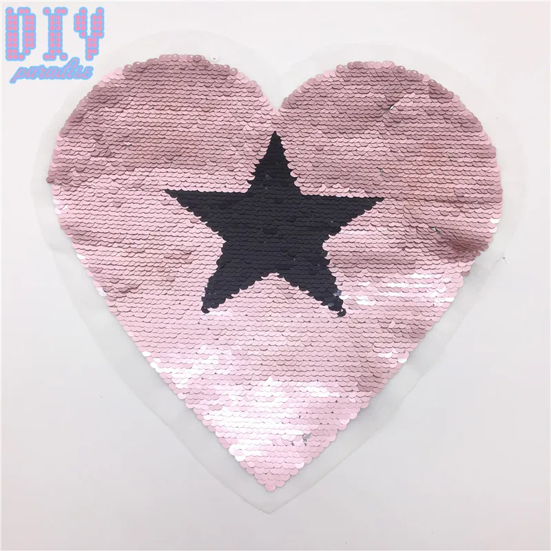 

five star Reverse Sequins Sew On Patches for Summer T Shirt clothes Clothing Reversible Change Color Patch Applique