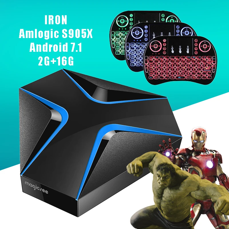 

Magicsee IRON Amlogic S905X Android 7.1 TV BOX Quad-core 4K 2GB 16GB IPTV Set-top Box 2.4G WIFI LAN HDMI H.265 IPTV Media Player