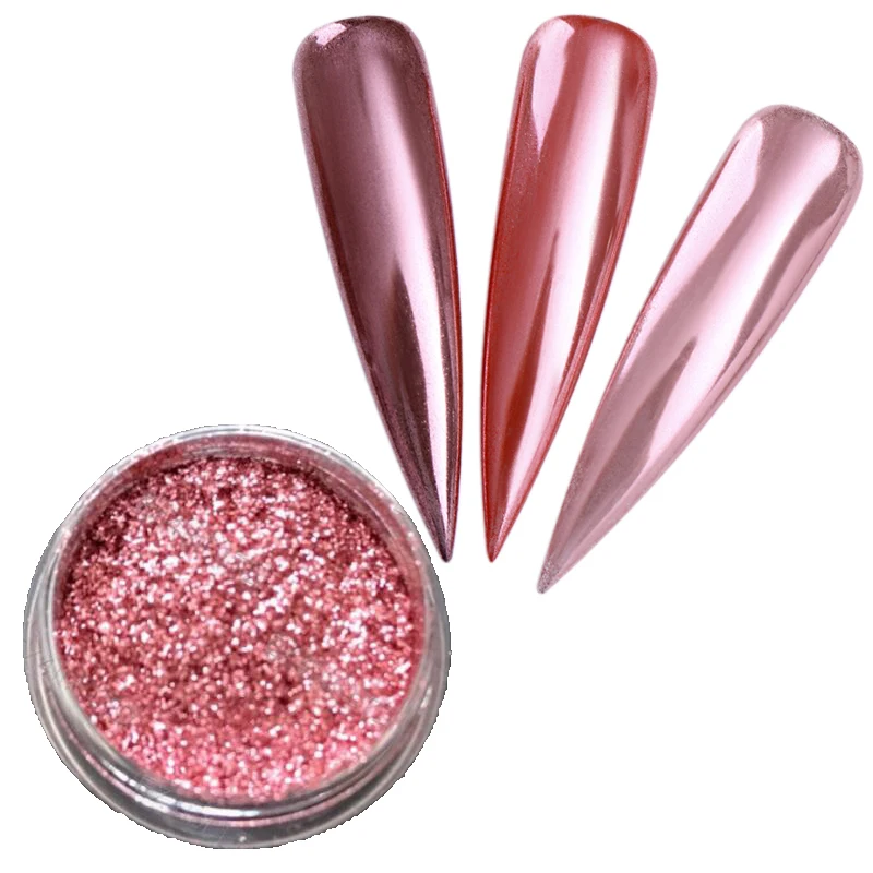 

1 Box Rose Gold Mirror Nail Glitter Powder Gel Polish Chrome Pigment Dust Shinning Glitters Nail Art Decorations