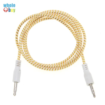 

1000pcs/lot Wholesale Aux Cable 1m Plastic Ring 3.5mm Male To Male High Quality Audio Cable for Samsung HTC Car MP3 Aux Cord