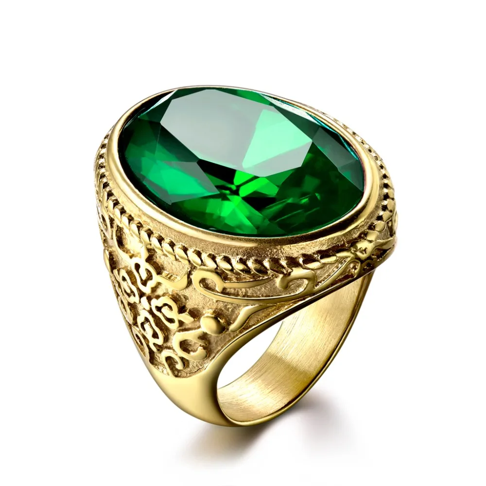 XIAGAO Ring for Man Gift 3 Color Oval Square Stone Titanium Stainless Steel Men Ring Fashion Male's Cross Ring for Boy