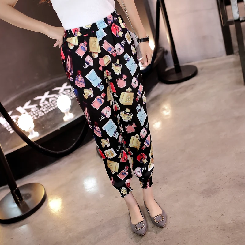 New Spring and Summer of 2019 Thin Printed Nine Pants Size MM Fat Pants Haren Loose Chiffon New Spring and Summer of 2019 Thin Printed Nine Pants Size MM Fat Pants Haren Loose Chiffon