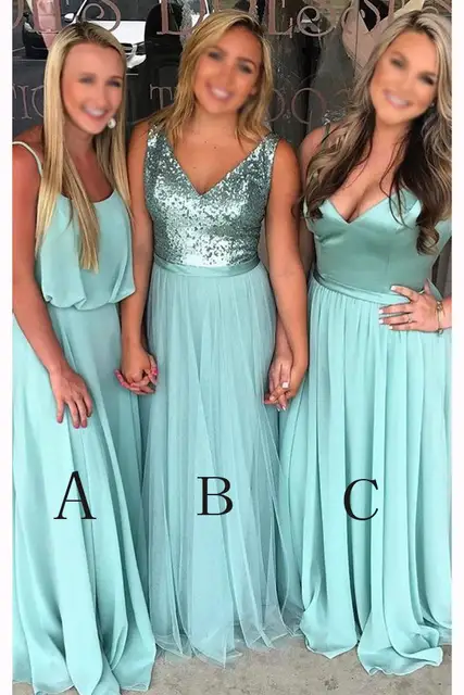Cheap Turquoise A-line Floor-length V-neck Sleeveless Bridesmaid Dress Waterfall Party Gown Cheap Turquoise A-line Floor-length V-neck Sleeveless Bridesmaid Dress Waterfall Party Gown
