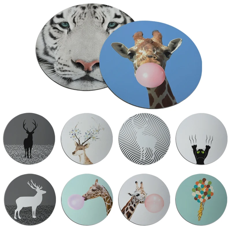 

Exquisite Planets White Tiger giraffe cat Pattern Round Mousepad 20x20cm 8kind of Star Mouse Pad Choose for Gift/office Mats