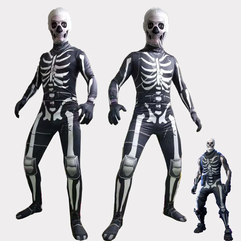 

Adult&children Halloween Night Black Skull Cavalry Skull Trooper Cosplay Body Tights Suit