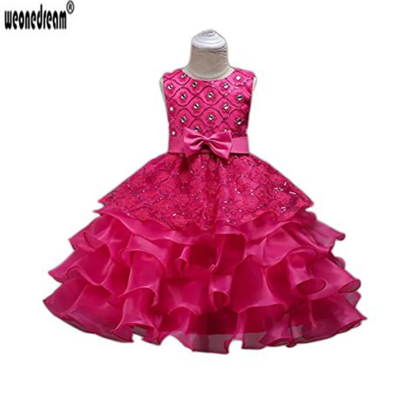 

WEONEDREAM Girls Dress Baby Girl Elegant Wedding Princess Dress Diamond Sequined Ball Gown for Party Baby Girl Clothes