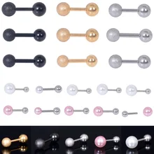 Двойные шариковые винты Хрящ уха гвозди приндлежности для пирсинга языка мужские жемчужные серьги из нержавеющей стали пирсинг для пупка ювелирные изделия для пирсинга