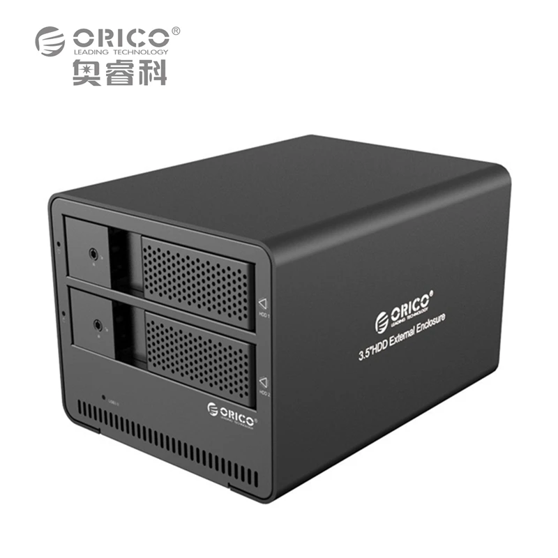 ORICO 9528U3-BK 2-bay USB3.0 Aluminum External SATA 3.5 Inch HDD Enclosure Support Tool free/Hot-swap/Intelligent sleep