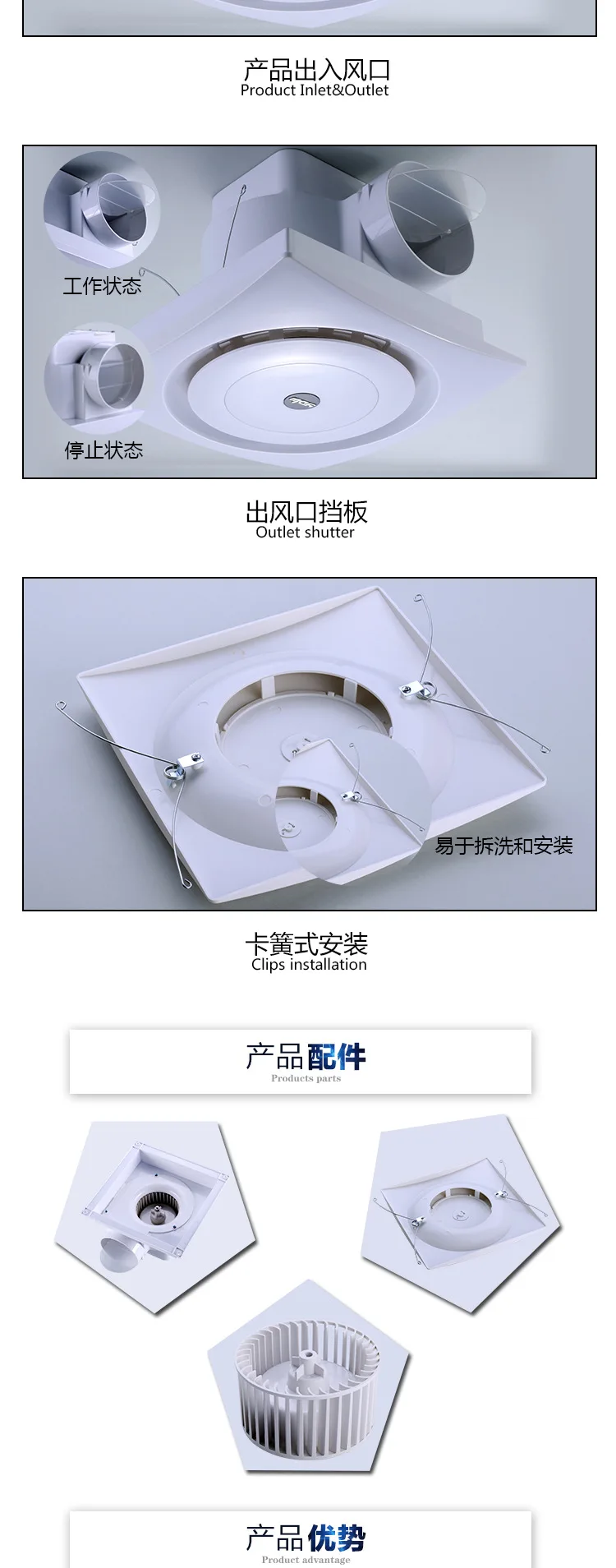 Потолочный 10 дюймов потолочный вентилятор трубы панель белого цвета ABS300 * 300 мм удалить формальдегид PM2.5