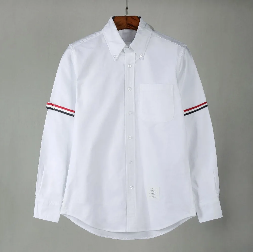 

New 2019 Men Oxford embroidery Striped Fashion Cotton Casual Shirts Shirt high quality Pocket long-sleeves Top M 2XL #GG2